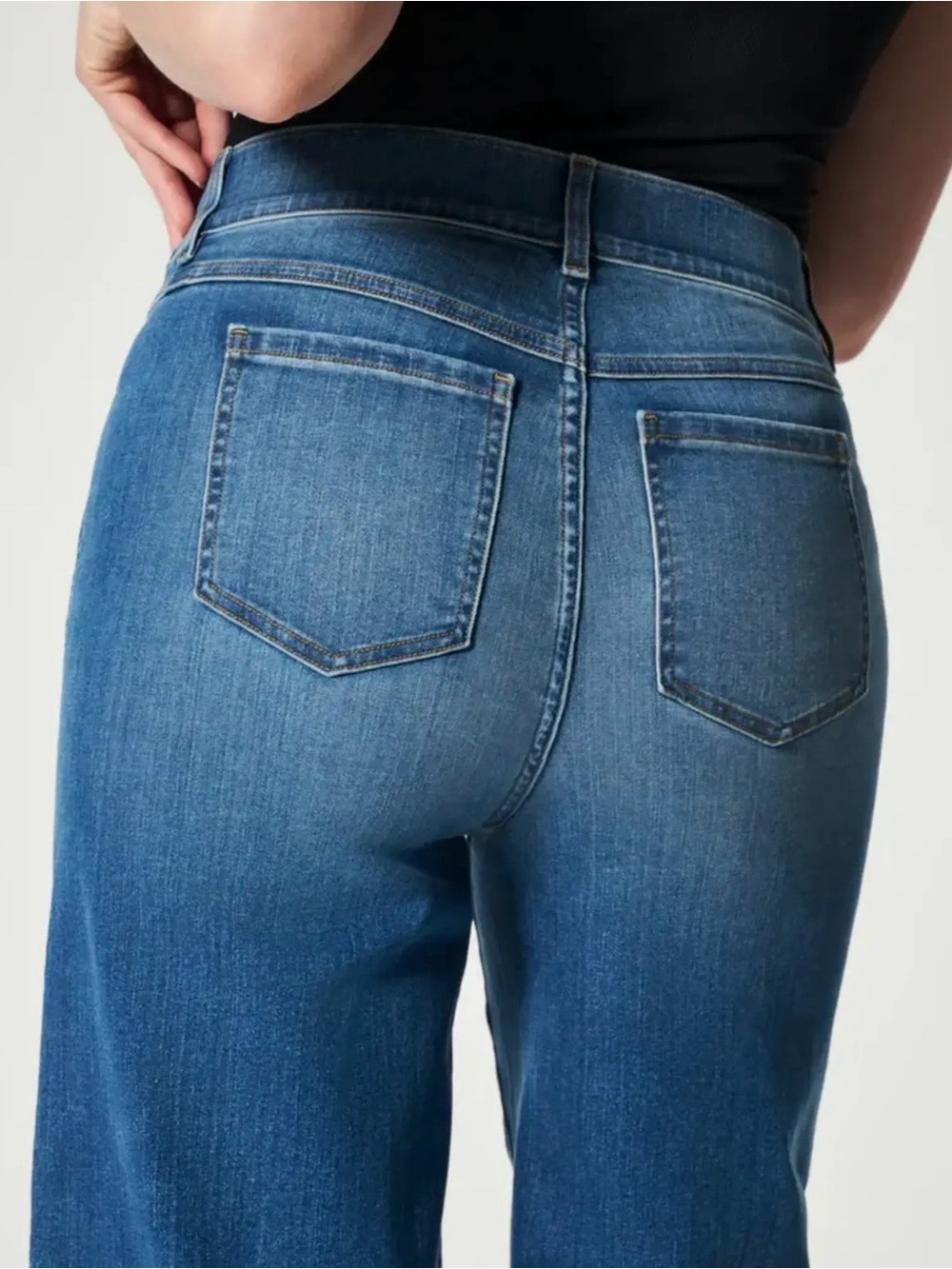 Spanx Pretty Please Houston Wide Leg Jeans Tall Large Stretch Quiet Luxury NWOT - Picture 3 of 7